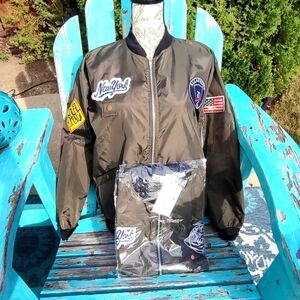 Navy Bomber Jacket NY Patch XL and L choices!